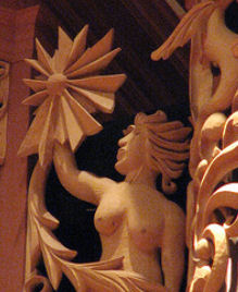 carved instruments, pipe shade carvings, Fritts pipe organ, Grace Lutheran Church, Tacoma, WA