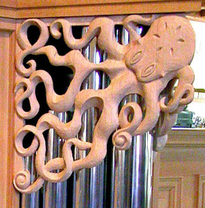 Carved octopus, University of Notre Dame, Notre Dame, IN