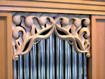 Carved sea shell for pipe organ at University of Notre Dame, Indiana