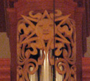 carved instruments, pipe shade carvings, Fritts pipe organ, Grace Lutheran Church, Tacoma, WA
