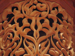 Carved looking glasses in sculpture for pipe shade carvings for the organ at the Gottfried and Mary Fuchs Organ, Pacific Lutheran University, Tacoma Washington, wood carver Jude Fritts