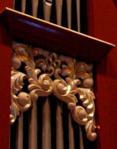 Wood carved ornament for the Fritts pipe organ at Vassar College, Poughkeepsie, New York